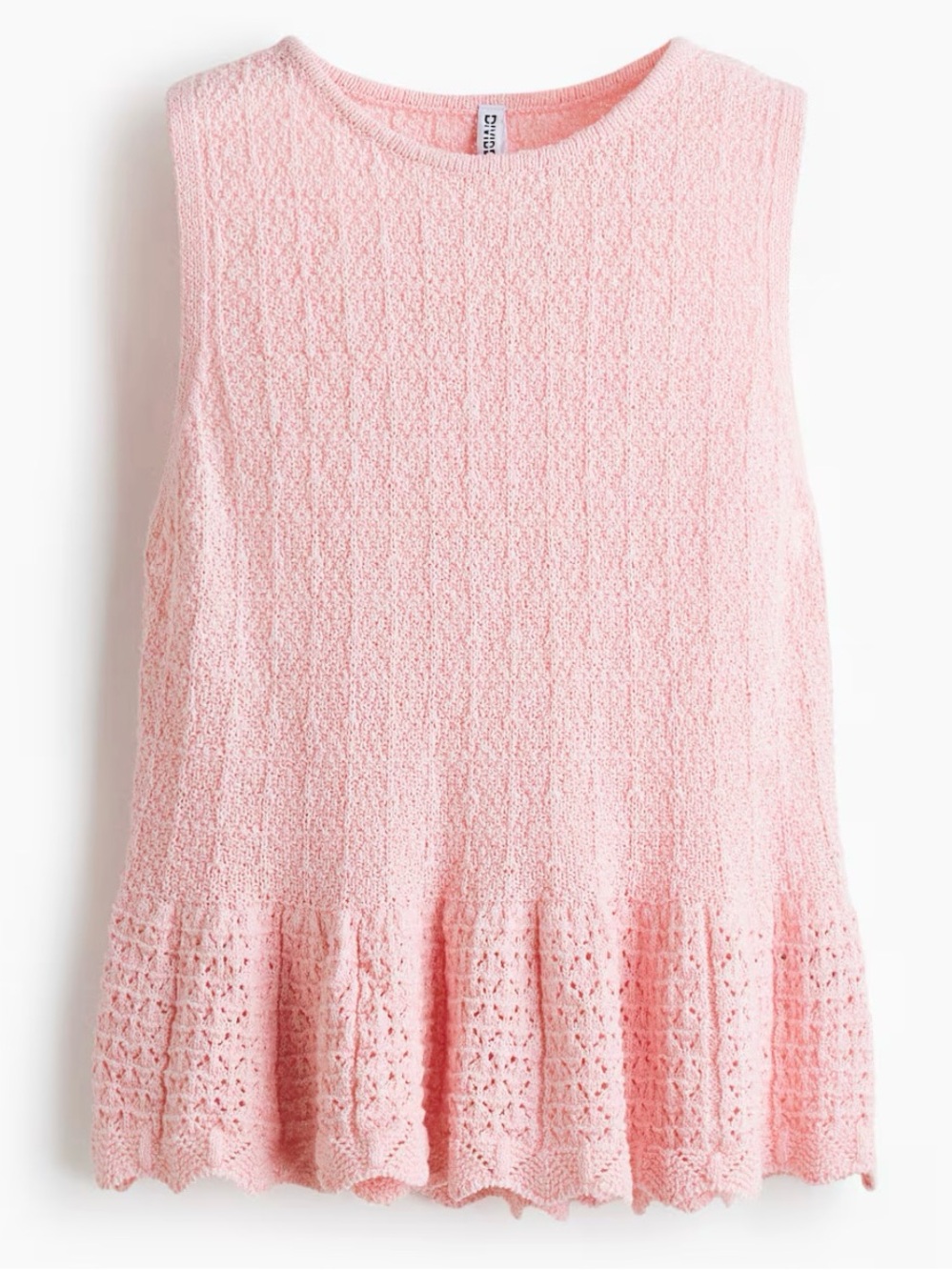 POINTELLE-KNIT PEPLUM TOP